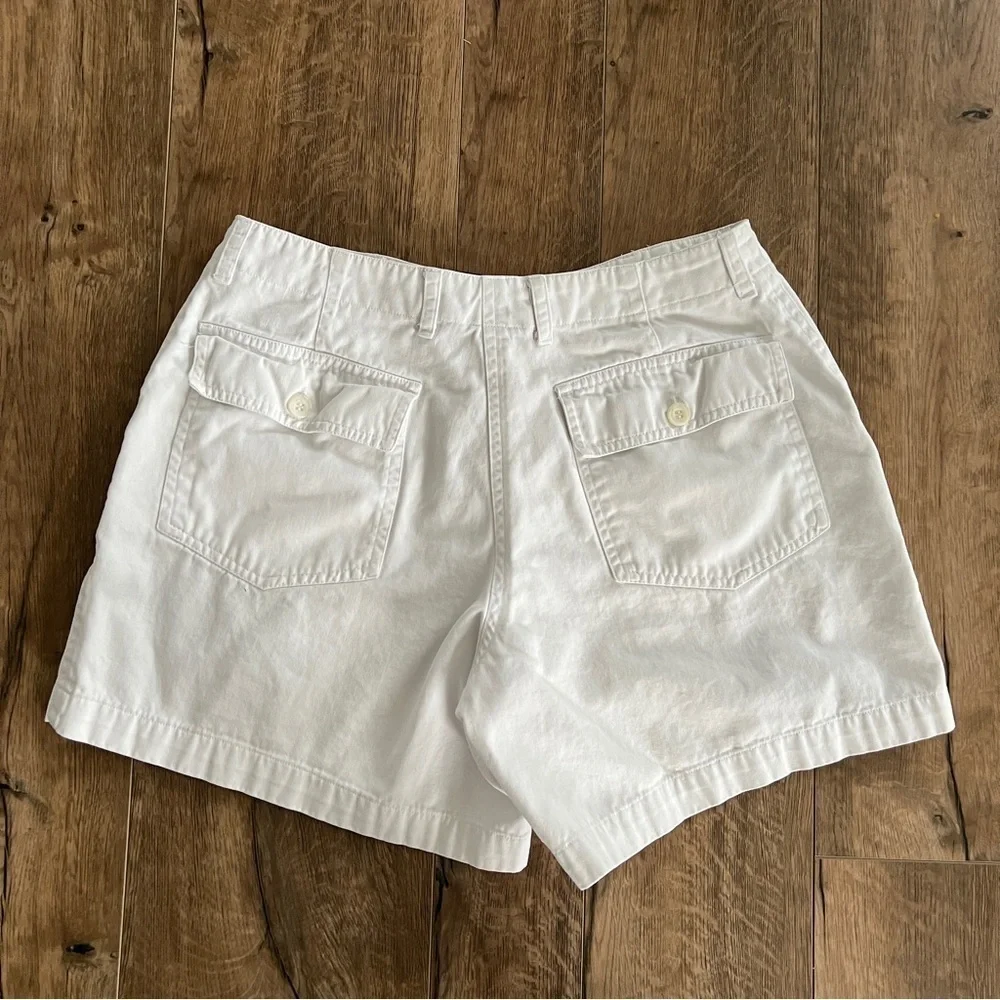 Vintage 90s Cache Creek Mid High Rise White Cotton Mid Thigh Shorts Size 10 - Picture 4 of 8